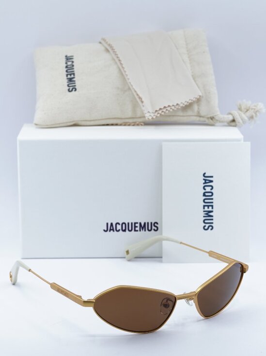 Jacquemus BAMBINO METAL JAC/68 C1 Cat Eye Sunglasses - Gold/Brown - Picture 1 of 12